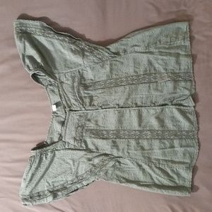 Old Navy Green lightweight  button down Blouse Size Small